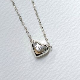 [TANDY] Silver 925 Volume Heart Pendant Necklace TDN603 - 92.5% Pure Non-Plated Silver, Chubby Heart Design with Engraved TANDY Logo for a Touch of Elegance - Made in Korea